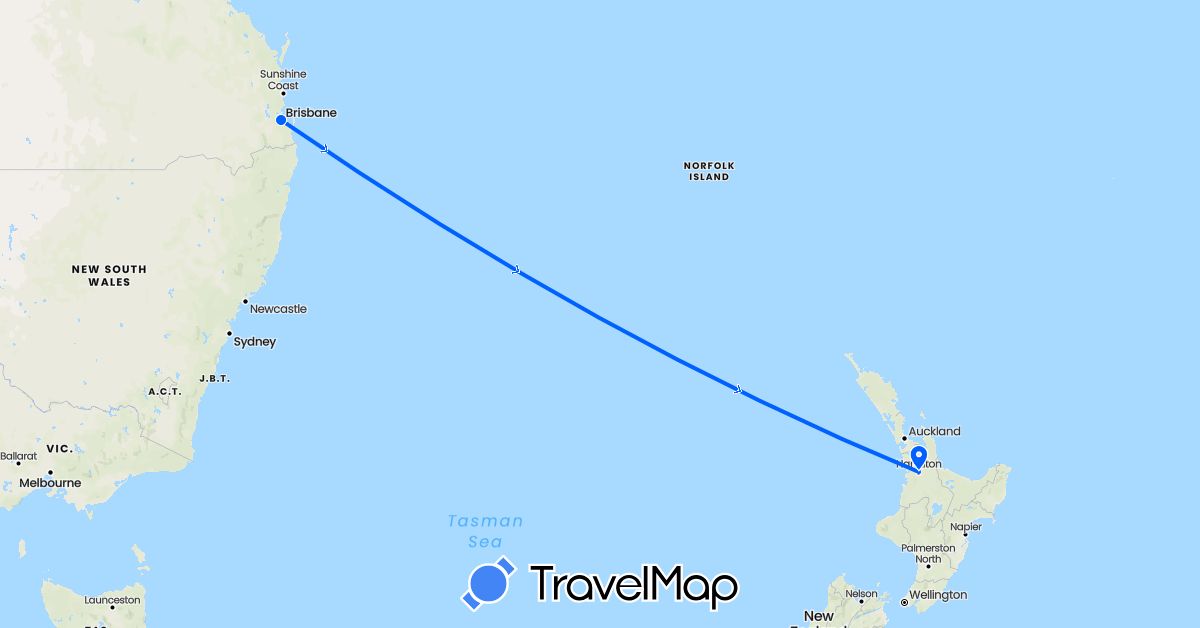 TravelMap itinerary: driving, fly in Australia, New Zealand (Oceania)